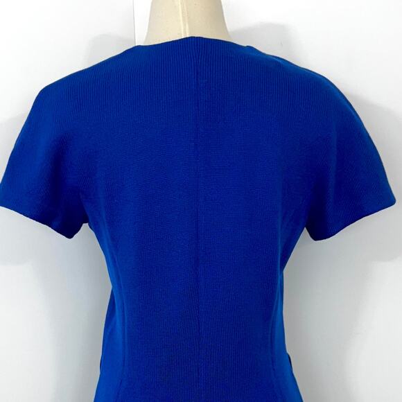 St. John Santana Knit SET Short Sleeve Cardigan and Skirt Blue Vintage | Size 6 - Picture 6 of 13